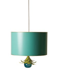 Drum Pendant in aqua , handmade tole ceiling light