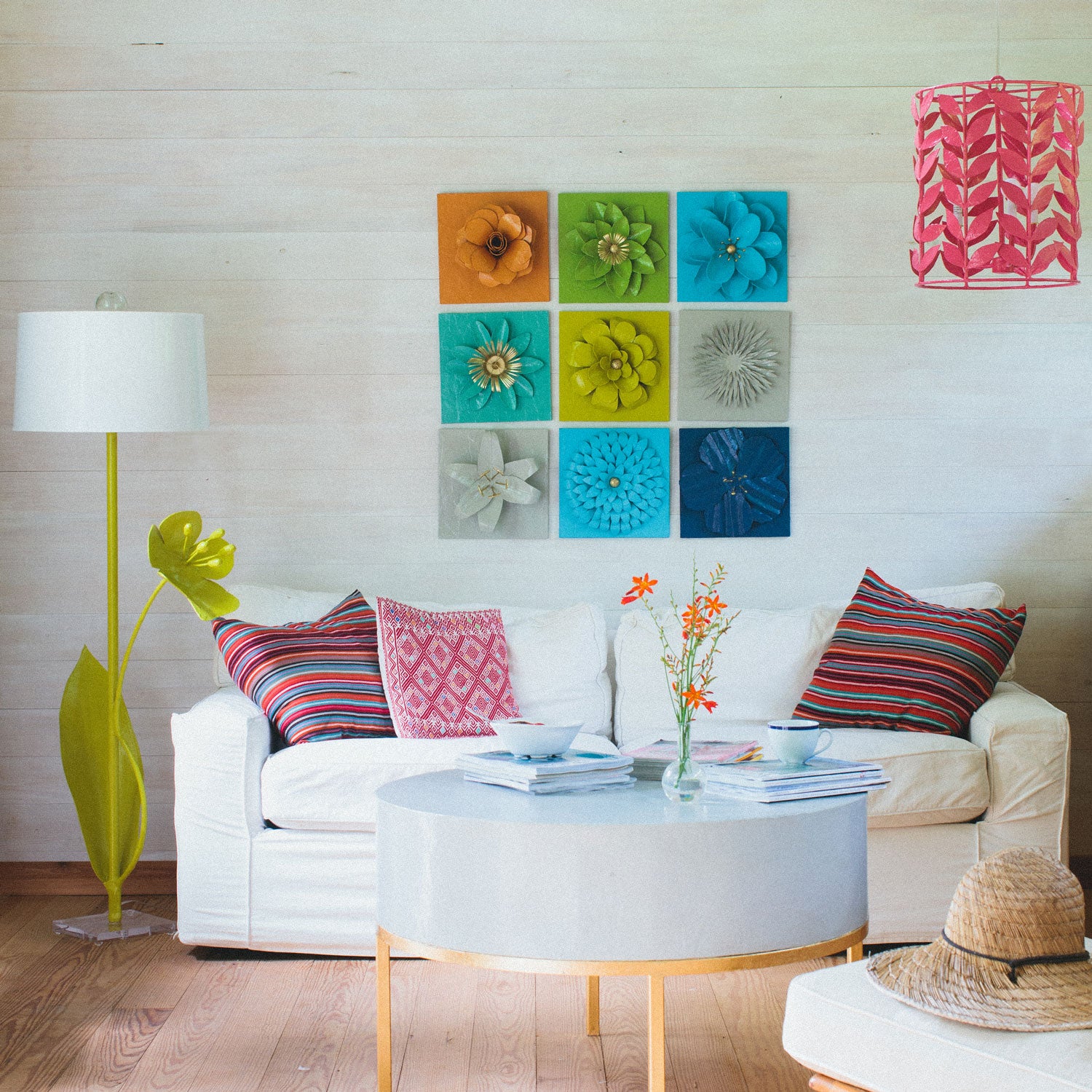 Rose Flower Wall Tile in bright living room