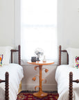 orange tulip table in sweet bedroom