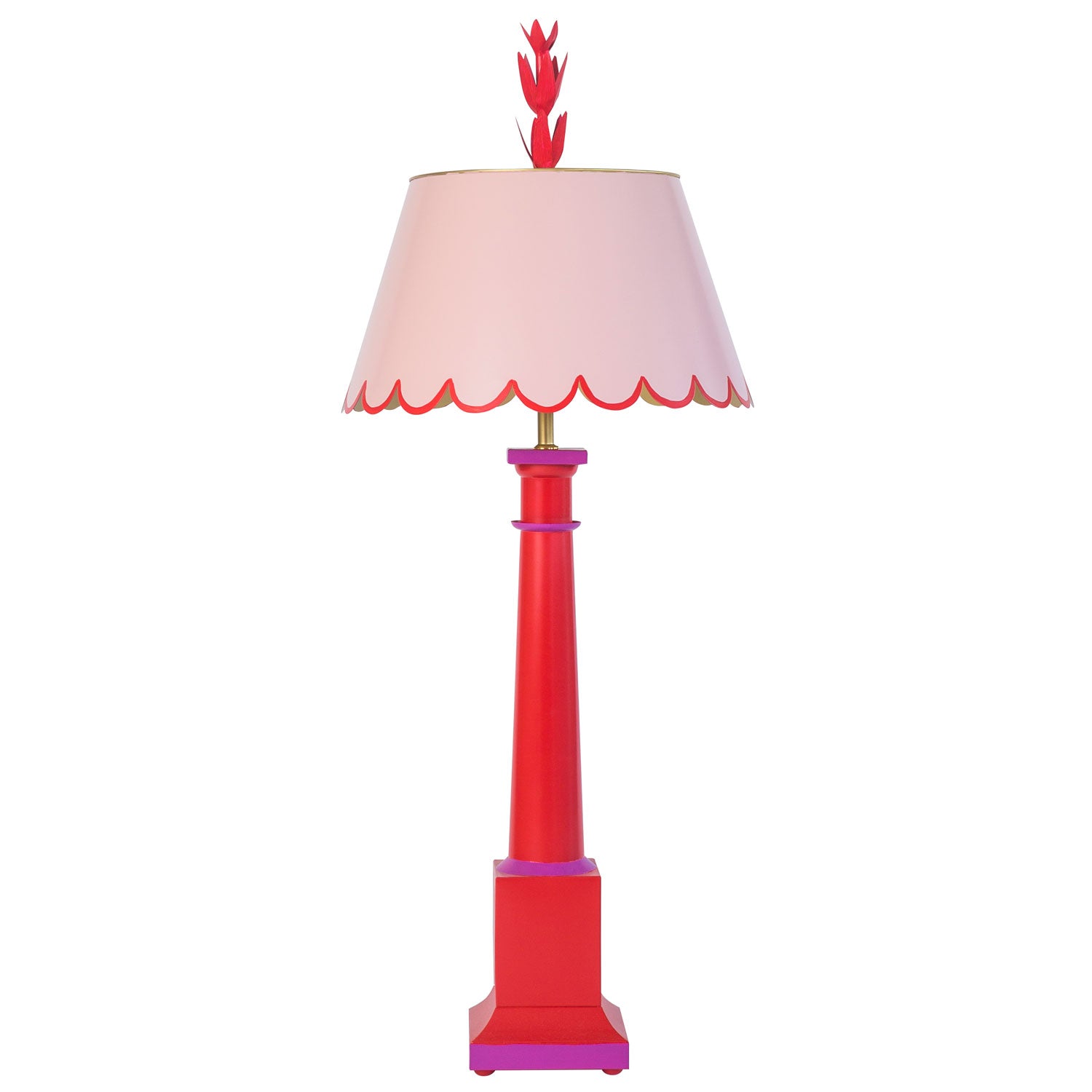 Addie Table Lamp by Stray Dog Designs, tole, pink and red