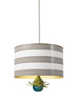 gray and white striped drum pendant light , tole, Stray Dog Designs