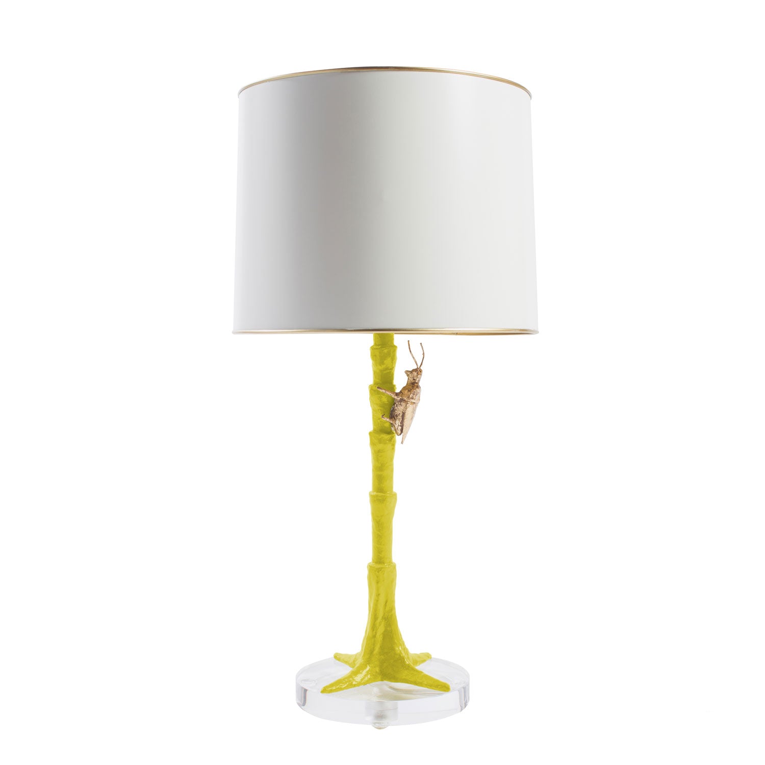 chartreuse gold bug lamp, handmade from papier mache