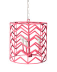 Pink iron handing drum cage light with chevron design