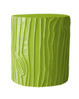 happy spring green papier mache stool in faux bois pattern