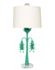 aqua Victoria Robbins table lamp with papier mache floral design